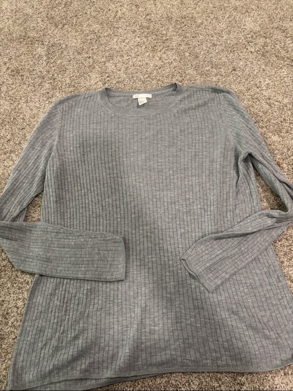 🟢10/$10 - Light Gray Ribbed Knit Long Sleeve Sweater